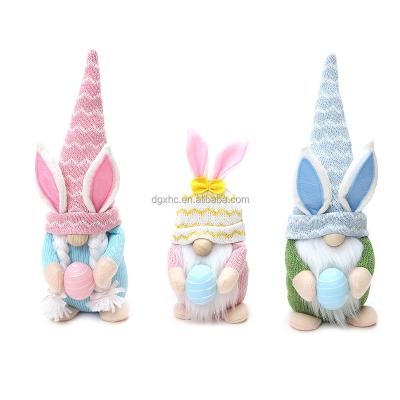 China New Festival Decoration Easter Bunny Holding Eggs Old Man Faceless Doll Mall Dwarf Dress Up Gift Stage Layout for sale