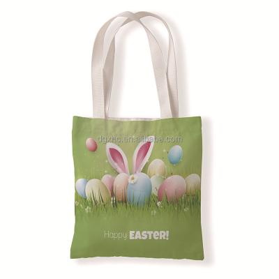 China Wholesale Easter Bunny Basket Festival Decoration Canvas Easter Bucket Personalized Bunny Eggs Party Gift Tote Bag for Celebration Party Supplies for sale