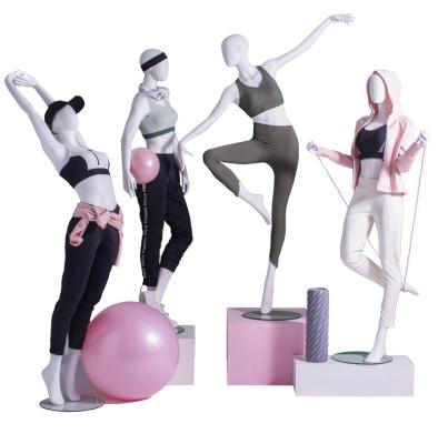 China Plus Size Cheap Body Shop Fashion Store Showcase Display Women Fiberglass Female Yoga Mannequin for sale