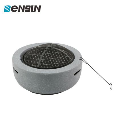 China Magnesium Oxide + Iron Outdoor Charcoal Round Burning BBQ Pit Outdoor Garden Heaters Fireplace Wood Firepits For Outdoor for sale