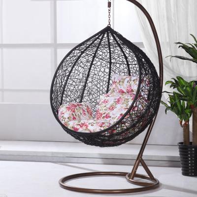 China Eco-friendly Outdoor Patio Swings Hanging Rattan Swing Egg Chair With Stand for sale