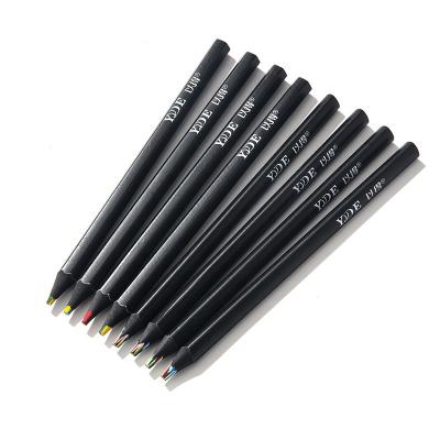 China Student Drawing Pencil Wholesale Four Color With Same Core Black Wooden Rainbow Advance Color Pencil Students Kids Painting Stationery Set for sale