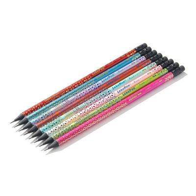 China office & 7 Inch Round School Pencil Wholesale Custom Logo Shape Wooden Pencil Black HB Pencil With Eraser for sale