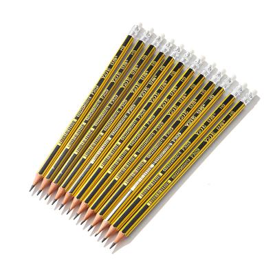 China office & School Pencil HB Hex Pencil With Eraser Yellow Basswood Barrel Office Use Pencil for sale