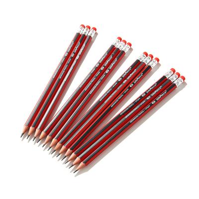 China office & School Pencil Customized Logo 7 Inch HB Wooden Pencil With Eraser Hexagonal Red Wooden Pencils For Kids for sale