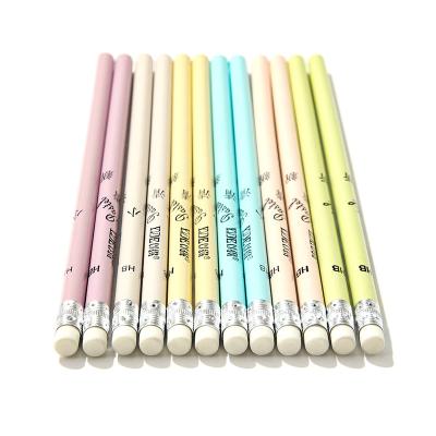 China office & School Pencil Custom HB Wooden Pencil With Eraser Toppers Funny Cute Kids School Writing Standard Pencil for sale