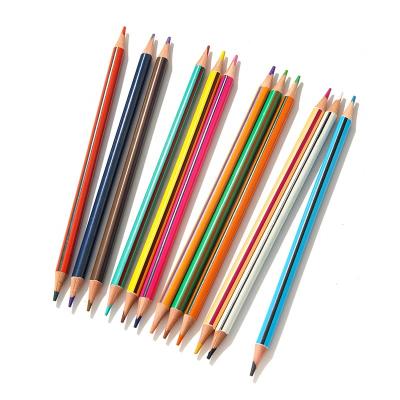 China Art Drawing Painting Customized Logo 7 Inch Children Paint Colored Pencil Set Non-toxic Two Colored Pencil for sale