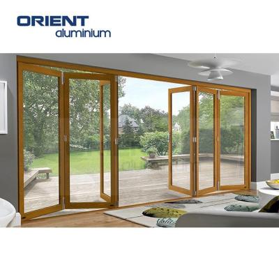 China Modern bi-folding aluminum doors low-e folding door screen aluminum tempered glass aluminum bifold doors for sale