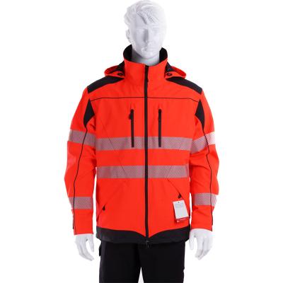 China Water Proof EN ISO 20471 Mens Red Waterproof High Visibility Reflective Jacket With Insulated Fleece Jacket for sale