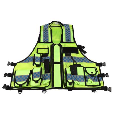 China Police Multi Breathable Hi Vis Safety Vest Pocket Reflective HI VIS Durable Traffic Construction Workwear for sale