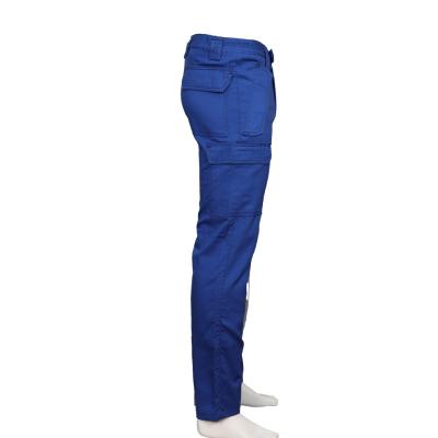 China Customized Poly-cotton Navy Anti-oil Self-protective Acid Resistant Fire Proof Work Welding Pants for sale