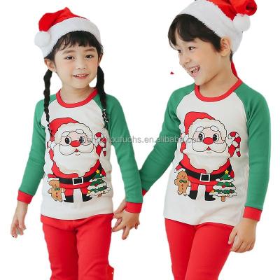 China Breathable children's service autumn and winter cartoon Christmas pattern cotton home clothes and long pants thermal underwear for sale