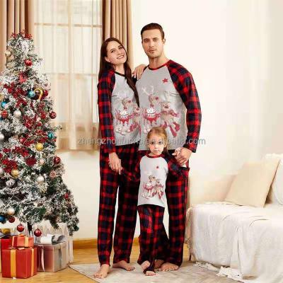 China 2021 breathable the new Christmas parent-child home wear European pajamas and American family parent-child printing long-sleeved suit for sale