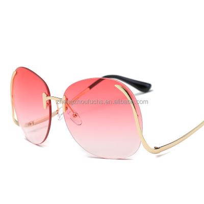 China Fashion Sunglasses 2022 Funny Frameless Sunglasses Bent Leg Sunglasses Fashion Metal for sale