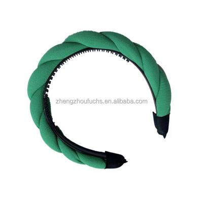 China Soft Twist Braids Color Hair Bands Female Headdress Non-slip Wide Brimmed Fashion Headbands for sale