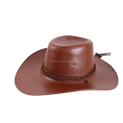 China European and American fashion cowboy hat fashion cowboy hats leather western big brim sun artificial leather mountaineering fishing for sale