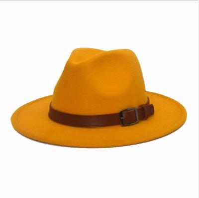 China Wholesale Fashion Winter Autumn Wide Brim Jazz Hat Panama Vintage Felt Fedora Wide Hat for sale