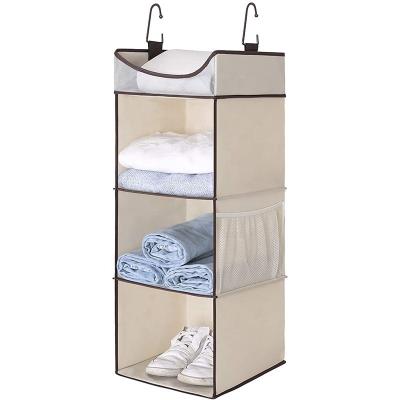 China 3-Shelf Sustainable Hanging Closet Organizer, with Top Shelf, Beige, 30x40x60cm for sale