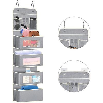 China Viable Finished Door Hanging Organizer with 4 Big Pockets + 2 PVC Pockets + 2 Small Hooks for Bathroom for sale