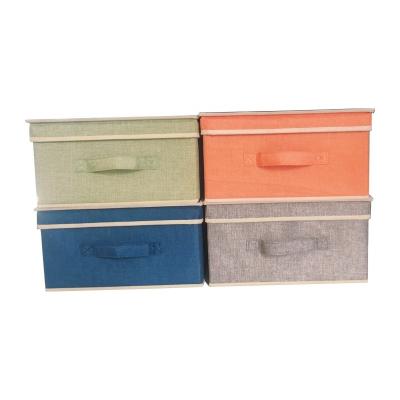 China 4 Pack Sustainable Small Fabric Storage Box With Lid, Foldable Canvas Storage Box With Lid 4 Pieces Of Canvas Set for sale