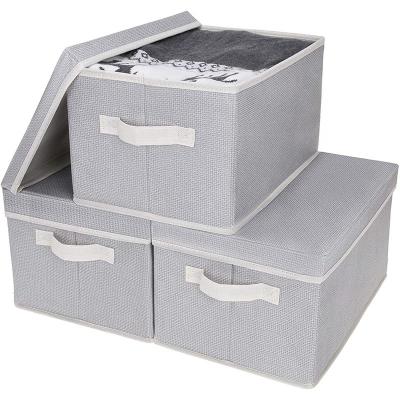 China Folding fabric storage bin with lid, storage boxes for shelves, loset storage containers with lids and handles for sale