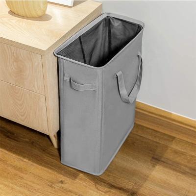 China Sustainable 45L Slim Laundry Hamper With Handles For Bathroom , Fabric Laundry Hamper for sale