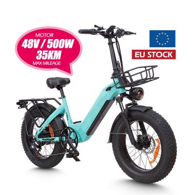 China Aluminum Alloy EU Warehouse 48V 500W 750W Fat Tire Electric Bike 20inches Electric Bikes for Adults Electric Mountain City Bicycle for sale