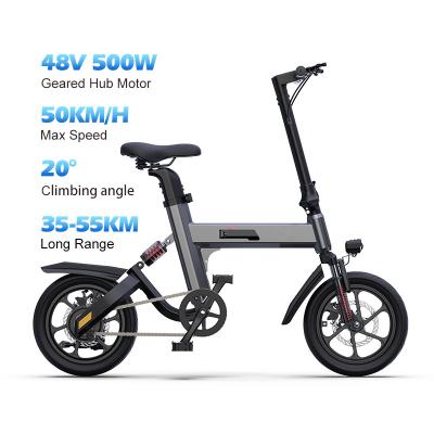 China Aluminum Alloy 20 Inch Electric Bike 48V 500W Hub Motor Electric Folding Bike Oem/Odm Electric City Bike With Led Lights for sale