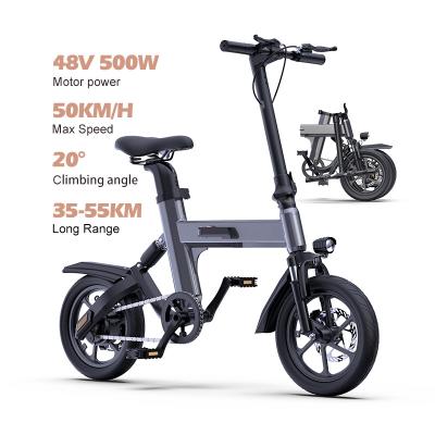 China Aluminum Alloy Wholesale 20inches Electric Bicycle 500W 48V Shock Absorption Foldable LED Light LCD Display Ebike for Adults for sale