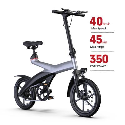 China Carbon Fibre Superior Quality Electric Bike 16inch Electric Bicycle 350W Small Powered Ultra Light Electric Bike Hub Motor Ebike for sale