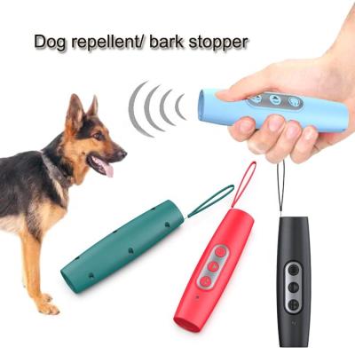 China Amazon Sonic Bark Deterrent Anti Barking Training Equipment Ultrasonic Dog Repeller Rechargeable Trainer for sale