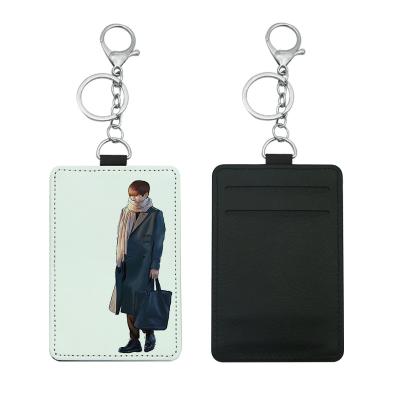 China Custom Leather Bag Sublimation Card Fashion Sublimation Blank Card Holder Key Chain PU Key Chain for sale