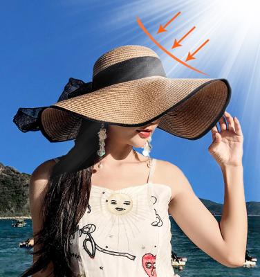 China High Quality Eco-Friendly Summer Roll Up Beach Floppy Hats Sun Straw Hat For Women With Wide Brime for sale