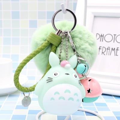 China Hot Selling Anime Keychains Anime Cartoon Keychains Boy Girl Eco-Friendly Cute Key Ring Women Lovely Bag Key Pom Chain Accessories for sale