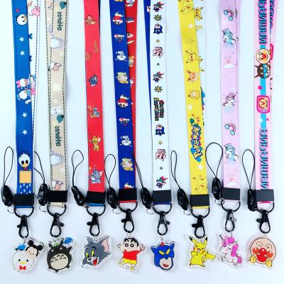 China Polyester Statistical Cartoon Phone Rope Wind Shell Wide Version Lanyard Acrylic Pendant Dual-Use Men And Women for sale