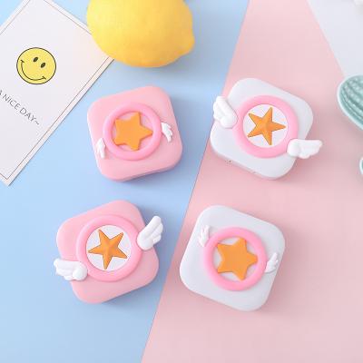 China Recycled Custom Myopic Materials Cute Girl Logo Heart-Wing Glass Eyes Cartoon Contact Lens Partner Box Storage Case for sale