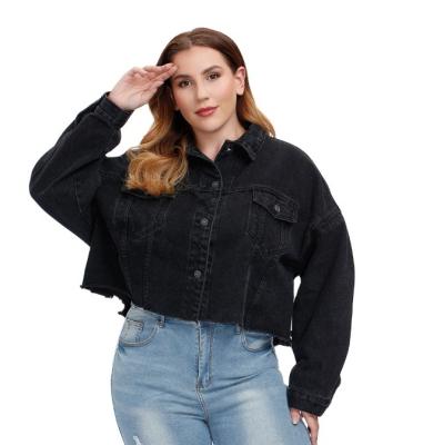 China 2023 New Style Reversible Madame Jean Cropped Jacket Denim Black Warm Jackets For Women for sale