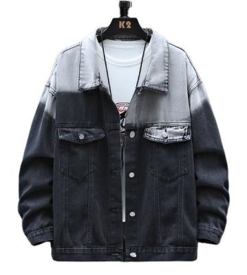 China 2023 new style QUICK DRY fashion high quality denim jacket turn down collar ripped clothing for men jeans jacket for sale