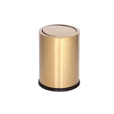 China Sustainable Portable Household Waste Bin Round Flip Stainless Steel Small Trash Can for sale