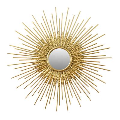 China D Cor European Gold Metal Iron 3D Flower Decoration Home Abstract Wall Art Mirror for sale