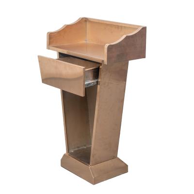 China Modern Titanium Hotel Reception Teacher Lectern Stainless Steel Activity Lectern for sale