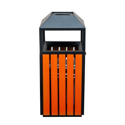 China Pressing Type Urban Lane Outdoor Paint Plastic Wood Single Small Trash Bin for sale