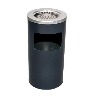 China Stocked Stainless Steel Hotel Lobby Trash Can Butt Column Smoke Extinguisher With Ashtray for sale