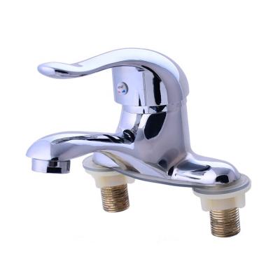 China Hot Selling Metered Faucets Deck Mounted Single Handle Shower Room Zine Chrome Two Tier Basin Faucet for sale