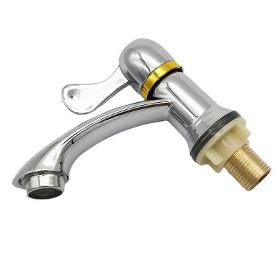 China Metered Saniary Faucets Care Fittings Faucet Deck Mounted Single Hole Zinc Body Cold Water Pull Out Zinc Basin Faucet For Bathroom for sale