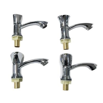 China China Faucets China Faucet Manufacturers Cheap Price Plastic Metered Quick Open Cold Water Basin Faucet Handle Zinc Body Faucet For Bathroom for sale