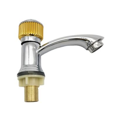 China Modern Metered Faucets Price Good Deck Mounted Zinc Basin Faucet Handle Cold Water Single Lever Basin Faucet For Bathroom for sale