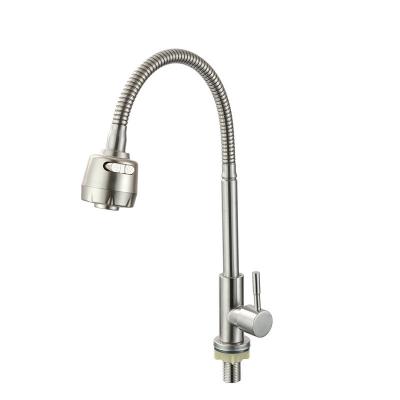 China 2021 New Design Metered Single Cold Faucets Deck Mounted Flexible Stainless Steel Kitchen Sink Faucet for sale