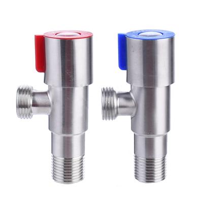 China Sanitary Metered Faucets Stainless Steel Wall Fittings Brush In Toilet Red And Blue Stainless Steel Angle Valve for sale