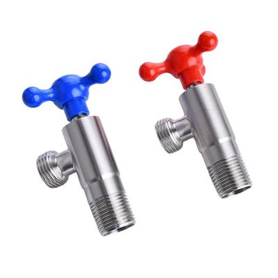 China Metered Taps 304 Stainless Steel Angle Valve Heating Switch Thickened Red And Blue Sign Bathroom Angle Valve for sale